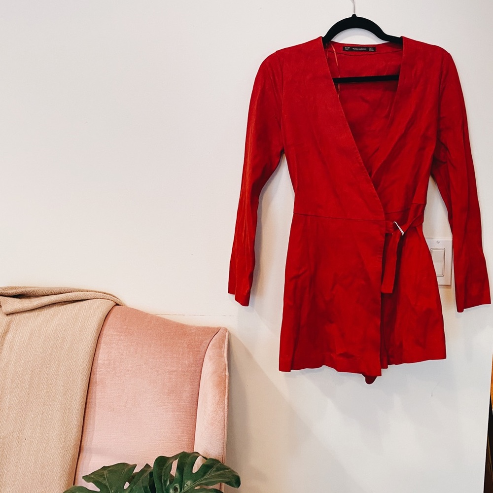 Zara Romper Faux Suede